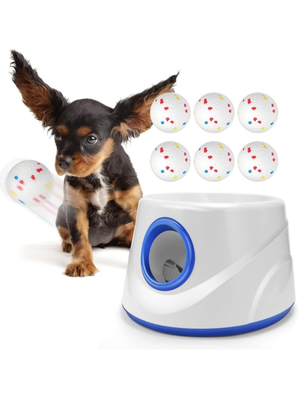 Automatic Dog Ball Launcher for Small to Medium Dogs - Interactive Toy, 6 Balls